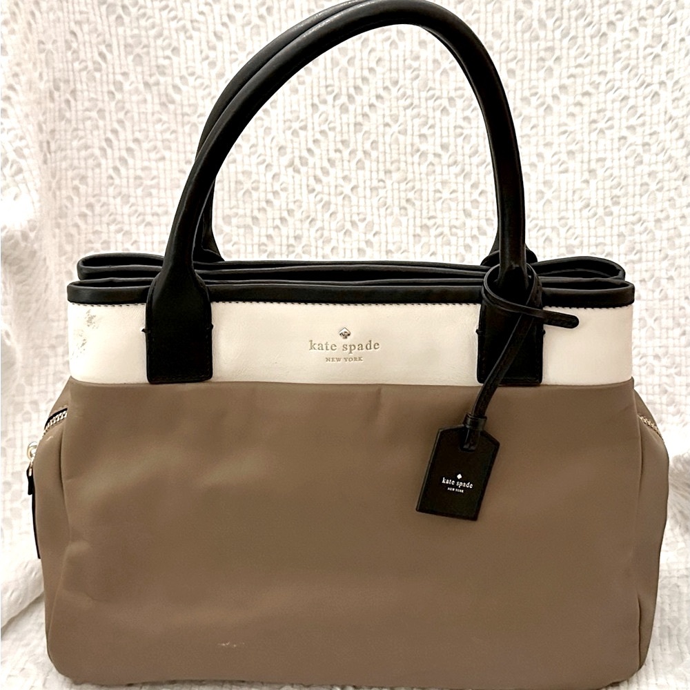 Kate Spade Branton Square Mills Purse in Tan/Black/Cream
